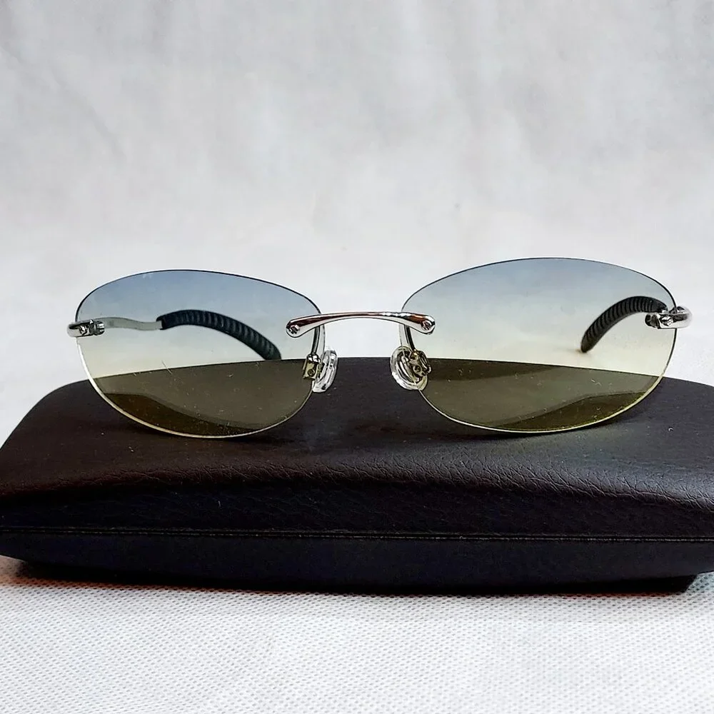 Orbit Rimless Sunglasses Classic Eye Protection UV Metal Gradient color lenses